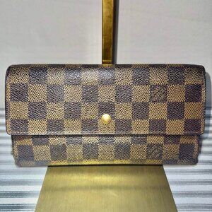 Louis Vuitton Damier Ebene Sarah Long Bifold Wallet – Authentic Designer